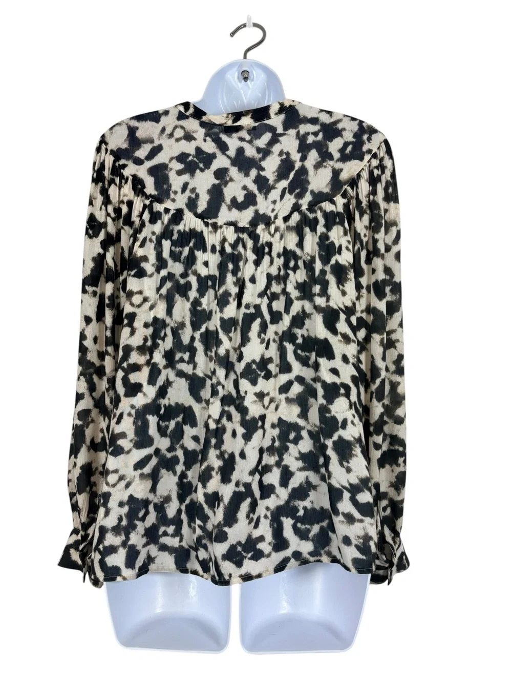 Rails Fable Blurred Cheetah Print Blouse  V neck Balloon Sleeve Top SzS Office - Picture 4 of 15
